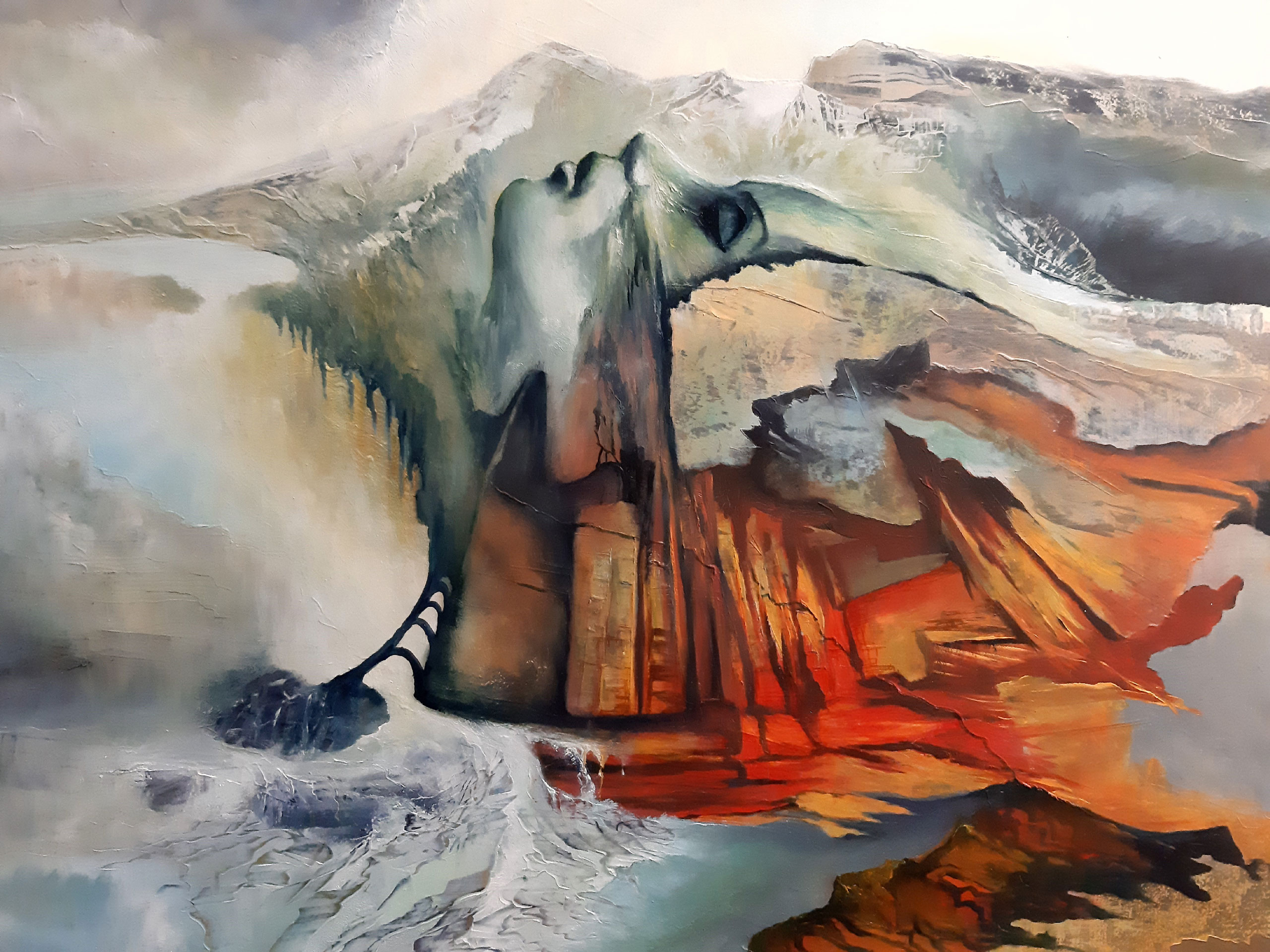 Frau Gesicht liegend